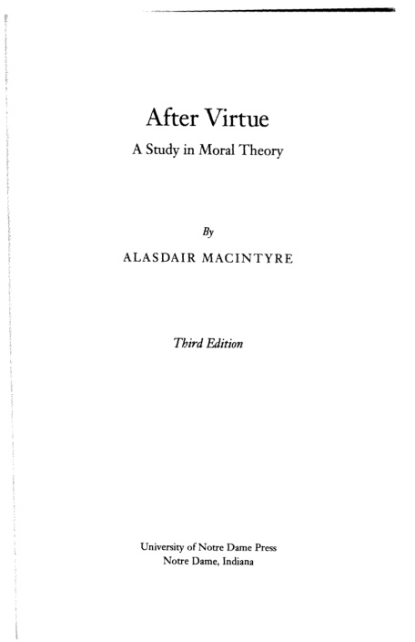 Cover of After Virtue