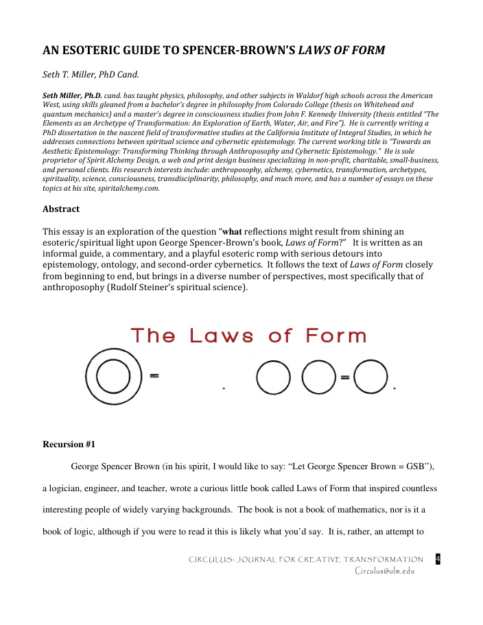 Cover of AN ESOTERIC GUIDE TO SPENCER-BROWN’S LAWS OF FORM