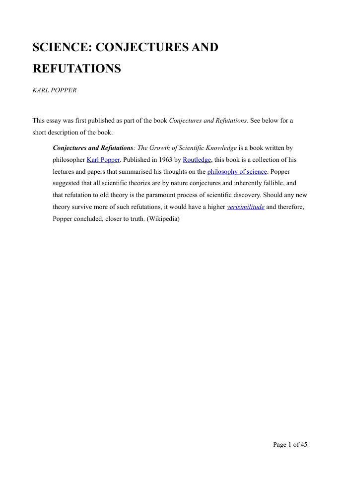 Cover of Conjectures and Refutations