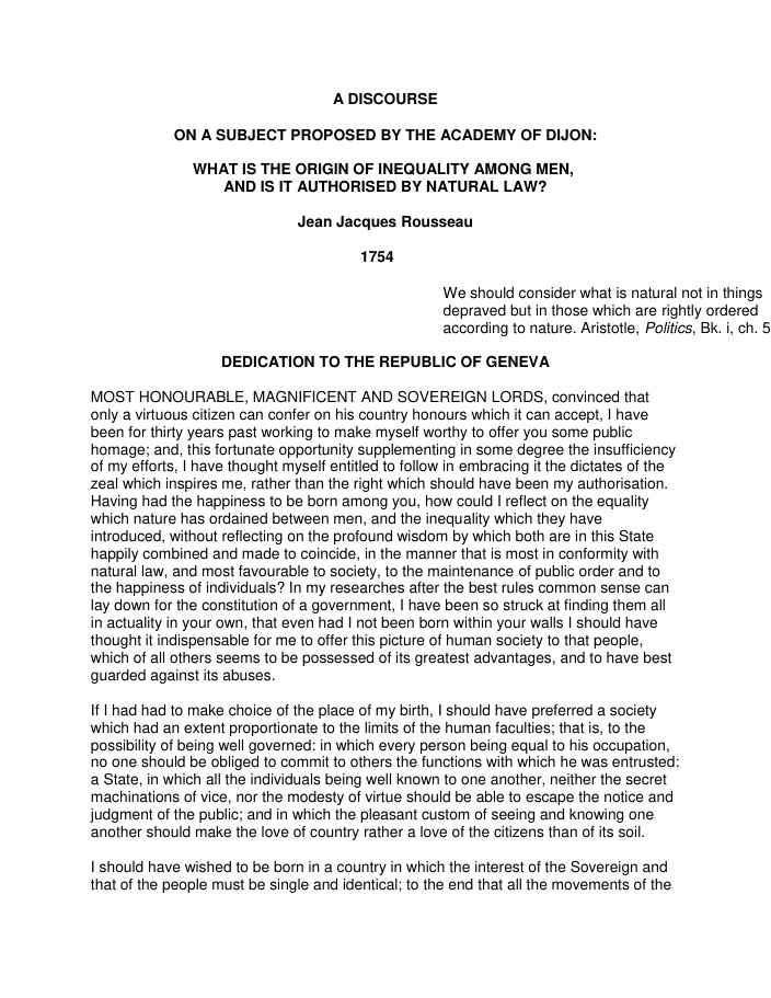 Cover of Discourse on Inequality