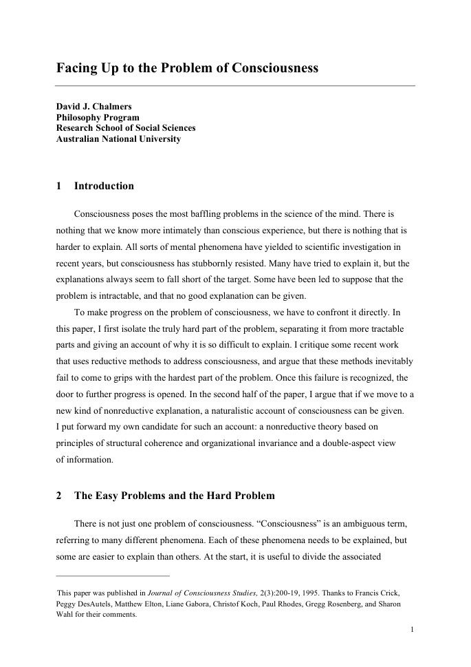 Cover of Facing Up to the Problem of Consciousness
