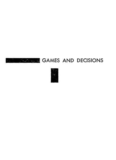 Cover of Games and Decisions