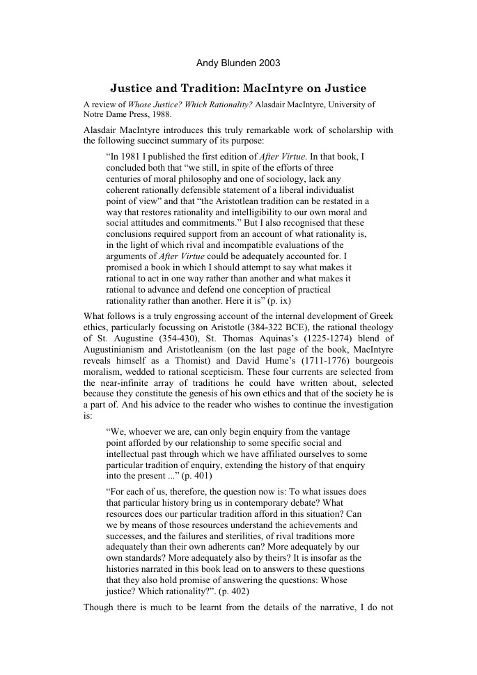 Cover of Justice and Tradition - MacIntyre on Justice