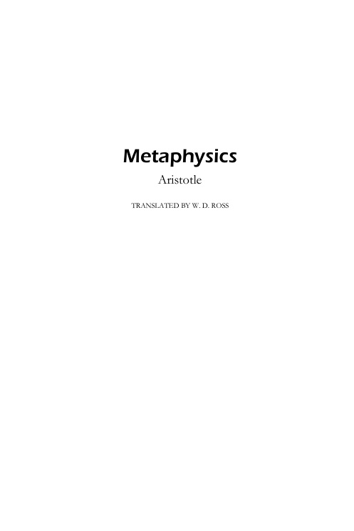 Cover of Metaphysics