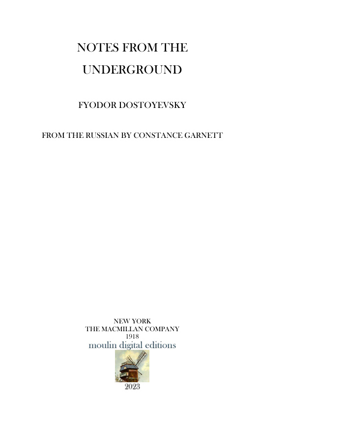 Cover of Notes from Underground