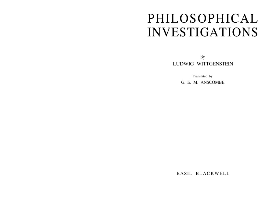 Cover of Philosophical Investigations