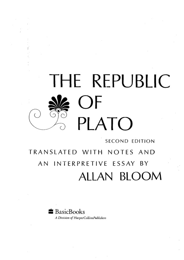 Cover of Platos Republictrans Bloom text