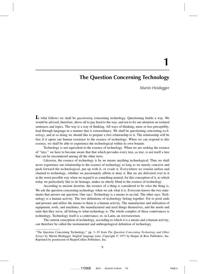 Cover of Question Concerning Technology