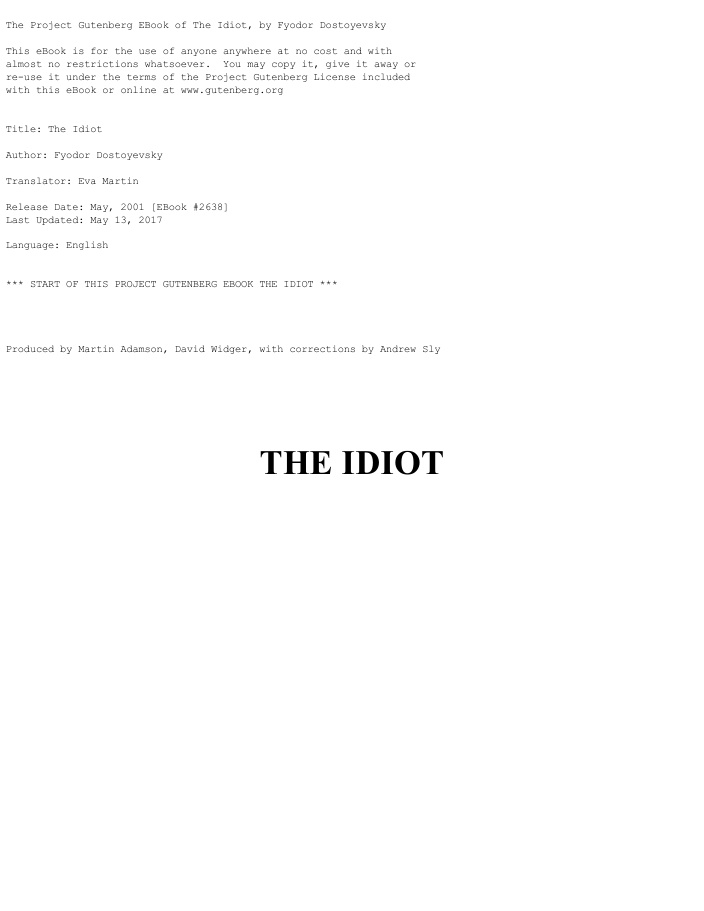 Cover of The Idiot
