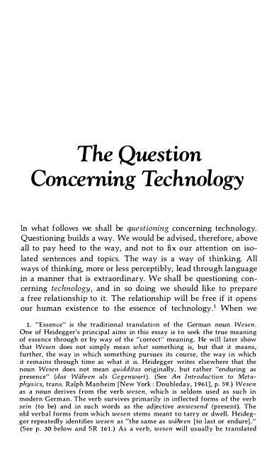 Cover of The Question Concerning Technology