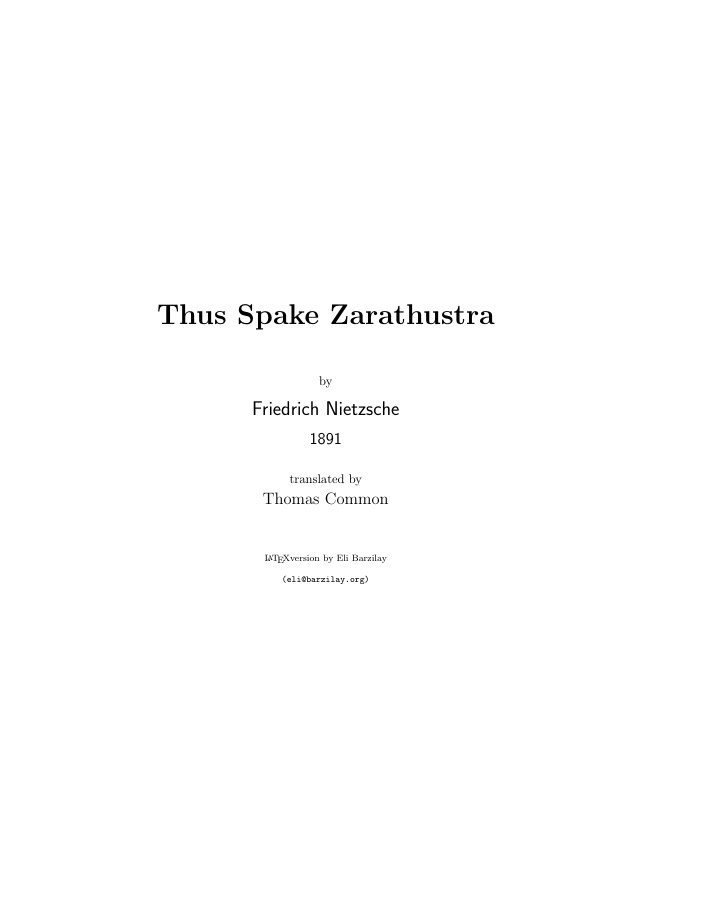 Cover of Thus Spake Zarathustra