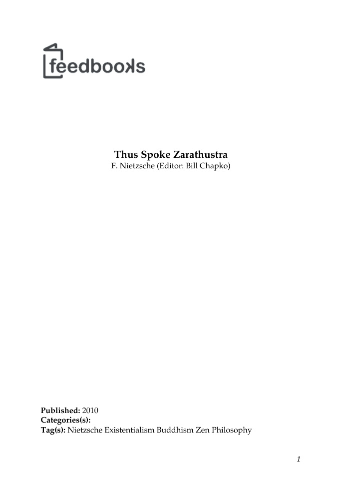 Cover of Thus Spoke Zarathustra