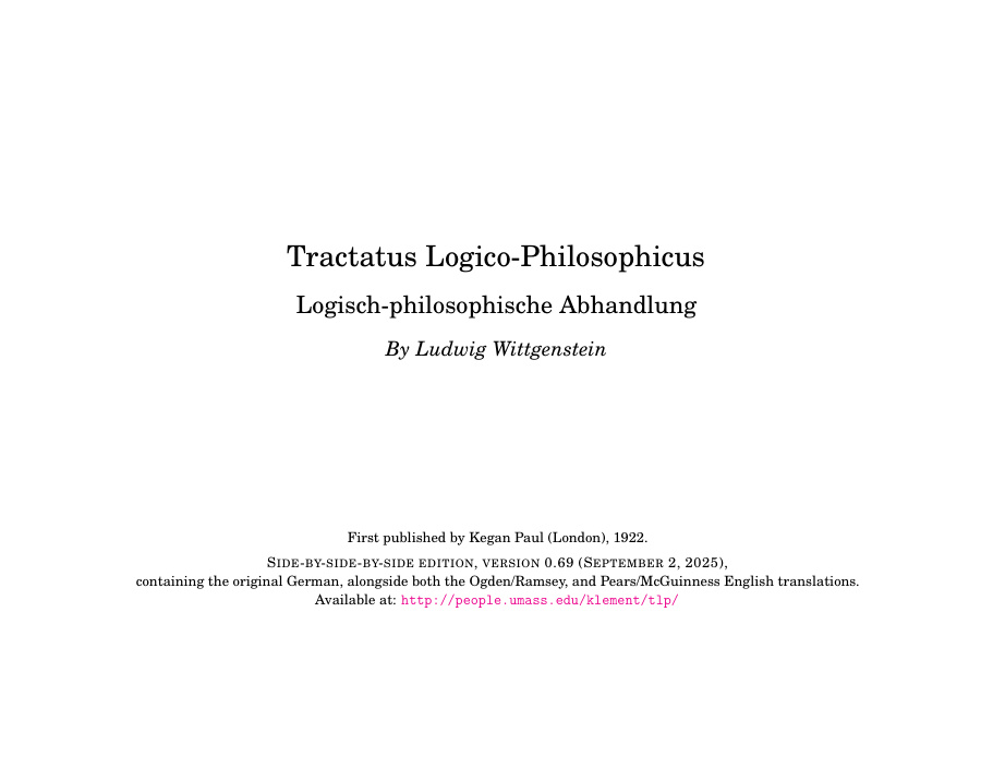 Cover of Tractatus Logico Philosophicus