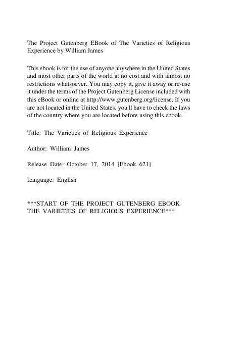 Cover of Varieties of Religious Experience