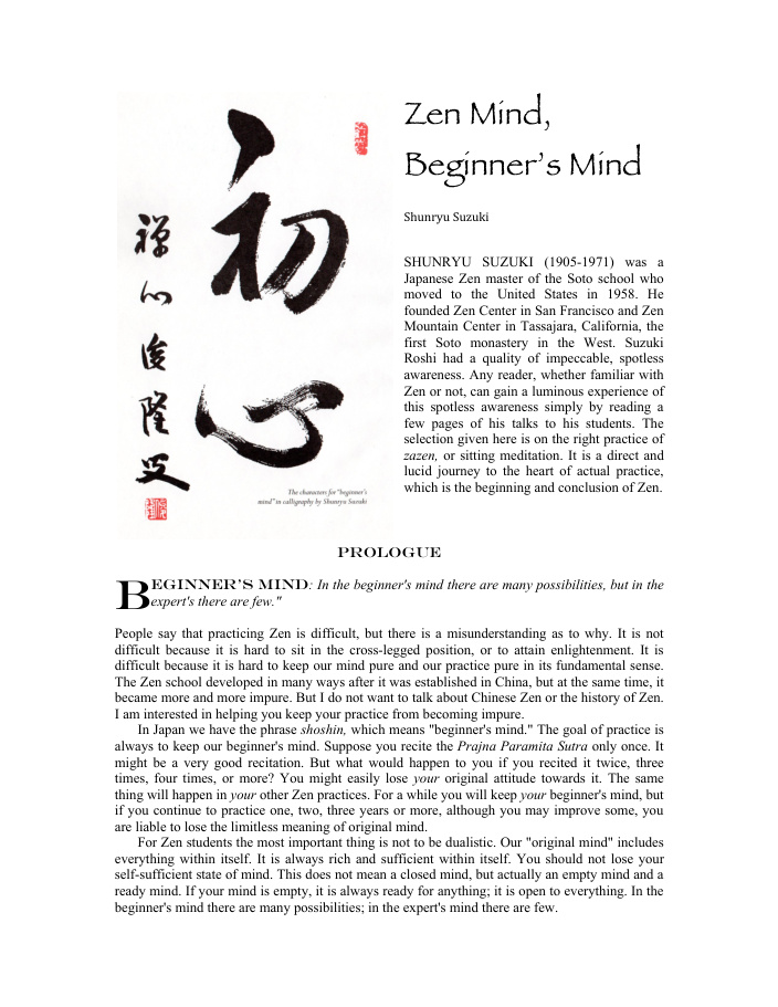 Cover of Zen Mind Beginners Mind